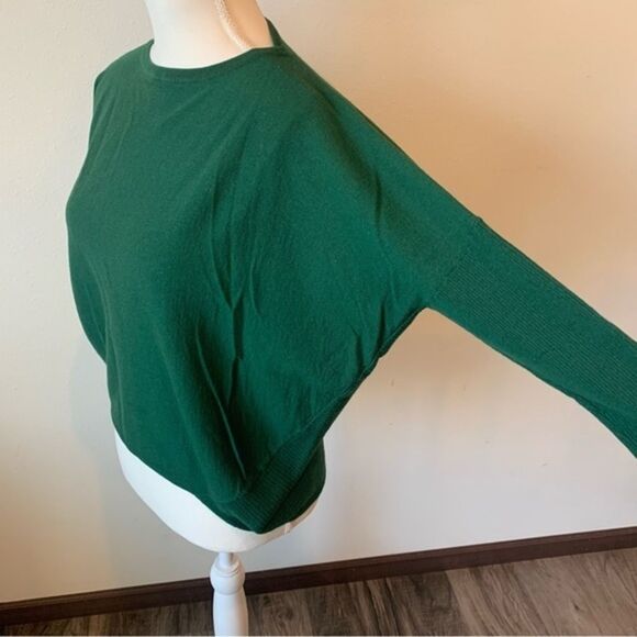 Lafayette 148 100% Wool Batwing Sleeve Classic Green Pullover Sweater - Picture 9 of 10